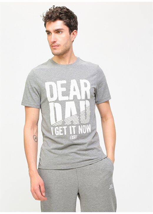 Skechers Graphic Tee''s M Dear Dad Gri Melanj Erkek T-Shirt 3