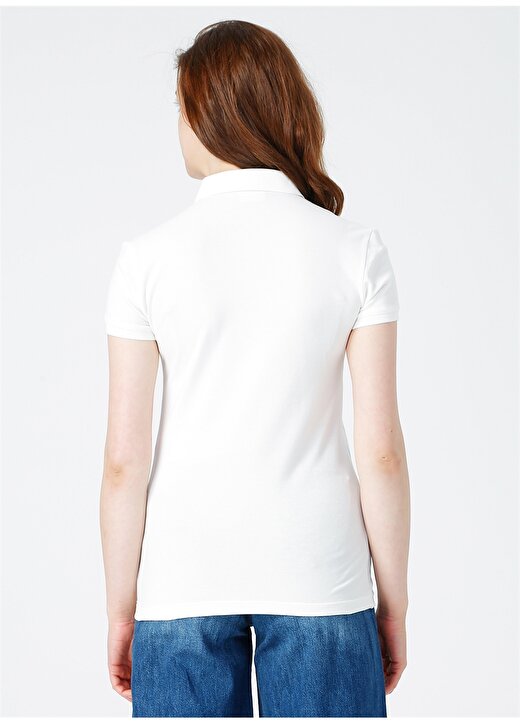 U.S. Polo Assn. Kadın Desenli Gömlek Yaka Beyaz Tişört 4
