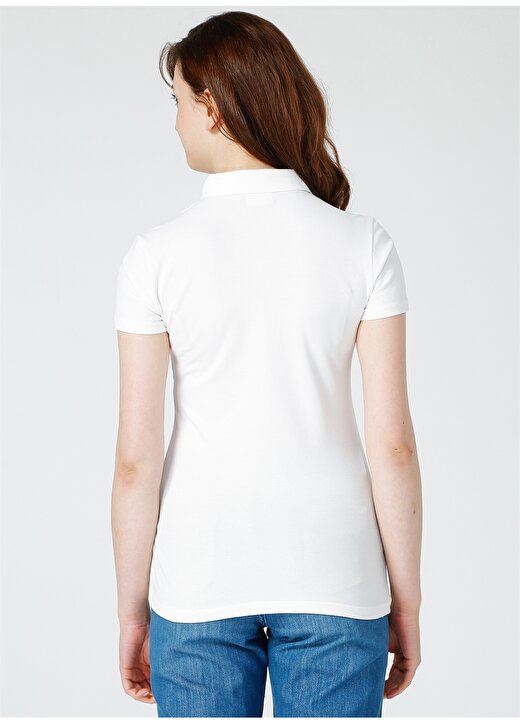 U.S. Polo Assn. Kadın Desenli Gömlek Yaka Beyaz Tişört 4