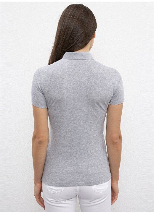 U.S. Polo Assn. Polo Yaka Slim Fit Gri Kadın T-Shirt 3