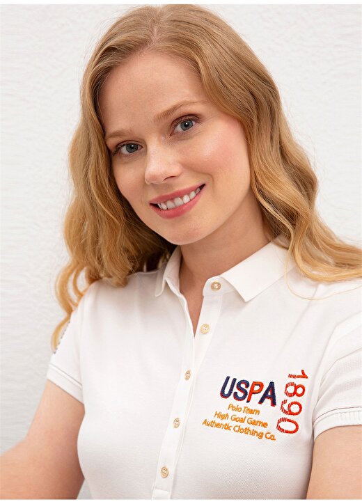 U.S. Polo Assn. Kadın Beyaz Polo Yaka T-Shirt 2