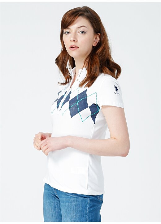 U.S. Polo Assn. Kadın Beyaz Polo Yaka T-Shirt 1