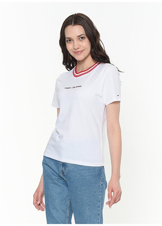 Tommy Jeans Tjw Contrast Rıb Logo Tee T-Shirt 1