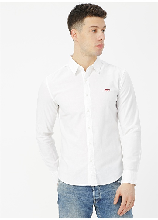 Levis 86625-0002 Ls Battery Shirt Slim Beyaz Erkek Gömlek 1