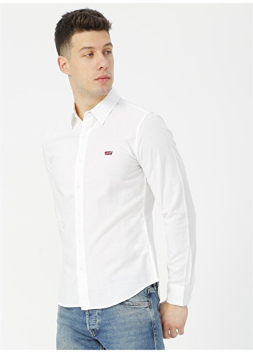 Levis 86625-0002 Ls Battery Shirt Slim Beyaz Erkek Gömlek 4