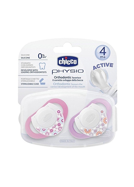 Chicco Emzik Physio Pembe Silikon 4M+ 2'Li 1