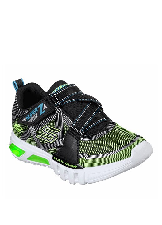 Skechers 90543N Bklm Flex-Glow - Parrox Siyah - Yeşil Erkek Çocuk Yürüyüş Ayakkabısı 2