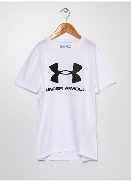 Under Armour 1330893-100 Sports O Yaka Bol Kesim Düz Beyaz - Siyah Erkek Çocuk T-Shirt 1