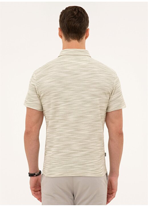 Pierre Cardin Gömlek Yaka Slim Fit Baskılı Açık Haki Erkek T-Shirt 3