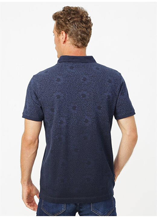Pierre Cardin Polo Yaka Kısa Kol Pamuklu Geometrik Desen Slim Fit Lacivert Erkek T-Shirt 4