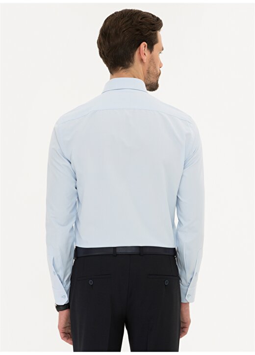 Pierre Cardin Klasik Yaka Uzun Kol Slim Fit Açık Mavi Erkek Gömlek 3