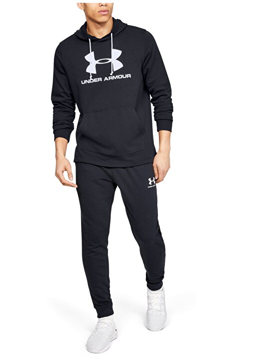 Under Armour 1348520-Sportstyle Terry Logo Hoody Cepli Kapüşonlu Siyah Erkek Sweatshirt 3
