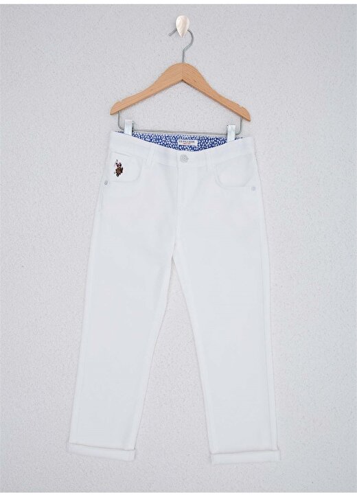 U.S. Polo Assn. Normal Bel Düz Beyaz Erkek Çocuk Chino Pantolon MICHAELKIDS20Y-VR013 1
