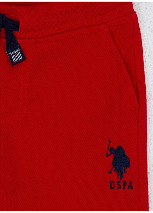 U.S. Polo Assn. Normal Desenli Kırmızı Erkek Çocuk Şort 3