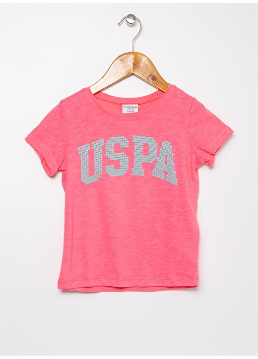 U.S. Polo Assn. Düz Pembe Kız Çocuk T-Shirt 980805 1