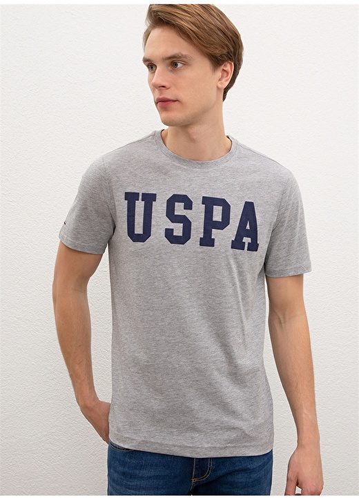 U.S. Polo Assn. Gri Melanj Erkek Polo T-Shirt 1