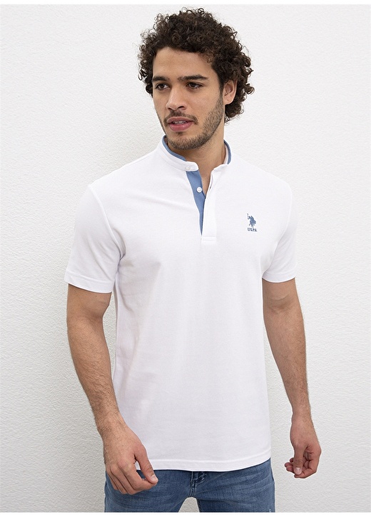 U.S. Polo Assn. Beyaz Erkek Polo T-Shirt 1