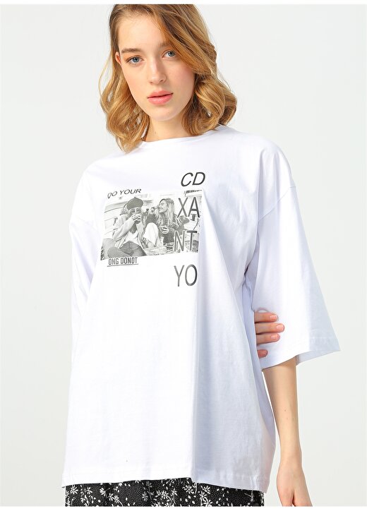 Quzu Beyaz Baskılı T-Shirt 3