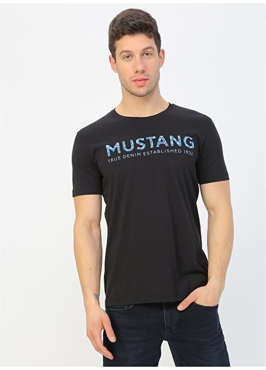 Mustang Baskılı Siyah T-Shirt 3
