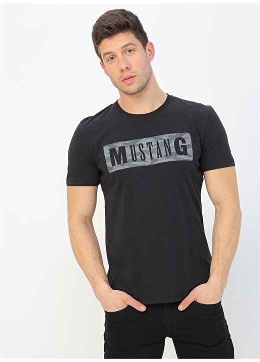 Mustang Baskılı Siyah T-Shirt 1