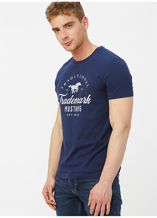 Mustang Baskılı Lacivert T-Shirt 3