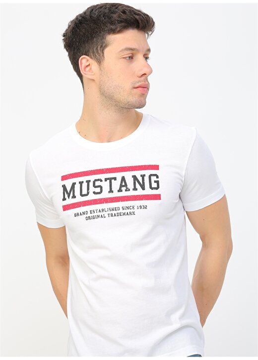 Mustang Baskılı Beyaz T-Shirt 3