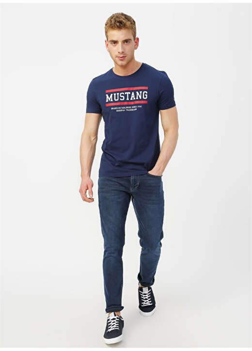 Mustang Baskılı Lacivert T-Shirt 2