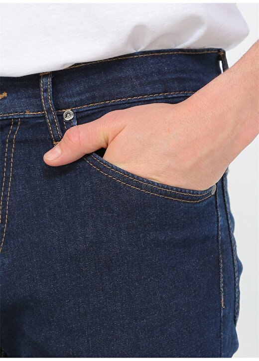 Lee Cooper Yüksek Bel Pamuklu Koyu Mavi Erkek Denim Pantolon 4