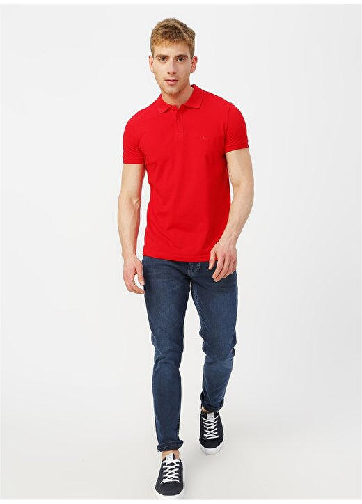 Lee Cooper Düz Açık Kırmızı Erkek Polo T-Shirt 202 LCM 242042 TWINS POLO A. 2