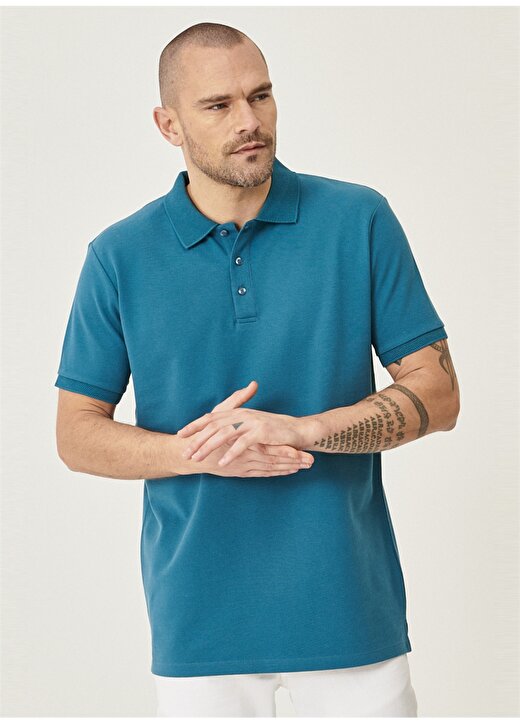 Altınyıldız Classics Düz Mavi Erkek Polo T-Shirt 4A4820200001 2