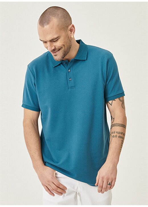 Altınyıldız Classics Düz Mavi Erkek Polo T-Shirt 4A4820200001 4