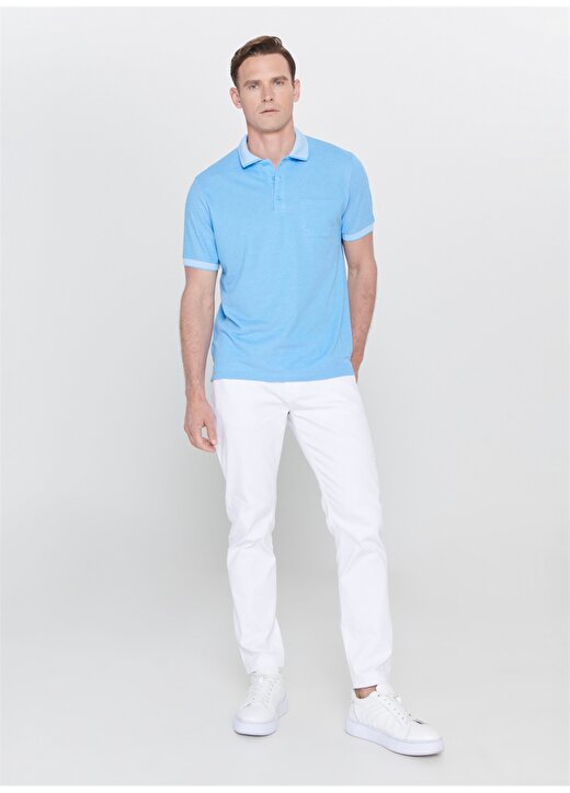 Altınyıldız Classic Polo Yaka Düz Mavi Erkek T-Shirt 4A4820200004 2