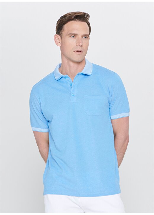 Altınyıldız Classic Polo Yaka Düz Mavi Erkek T-Shirt 4A4820200004 3