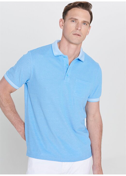 Altınyıldız Classic Polo Yaka Düz Mavi Erkek T-Shirt 4A4820200004 4
