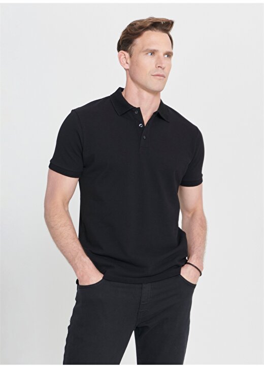 Altınyıldız Classics Düz Siyah Erkek Polo T-Shirt 4A4820200001 4