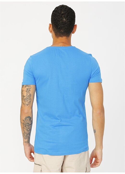 Lee Cooper Yazı Baskılı Mavi Erkek T-Shirt 4