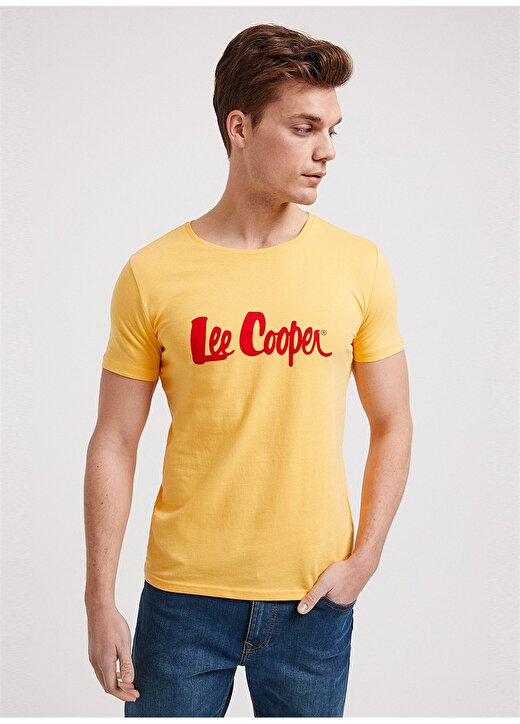 Lee Cooper Yuvarlak Yaka Pamuk Sarı Erkek T-Shirt 2