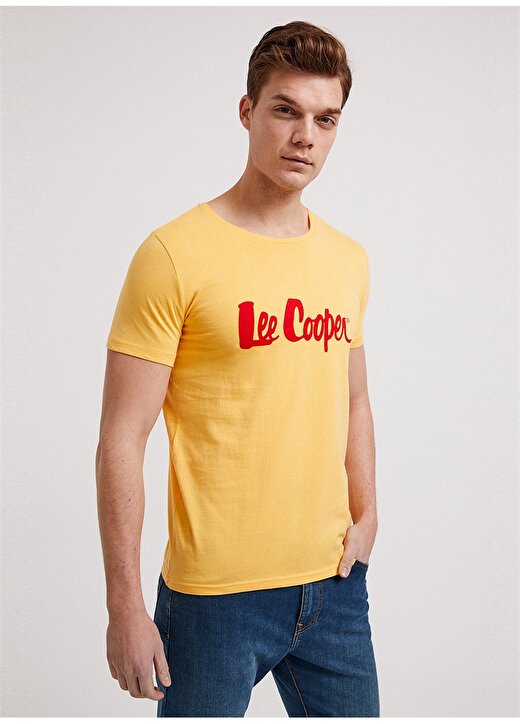 Lee Cooper Yuvarlak Yaka Pamuk Sarı Erkek T-Shirt 3