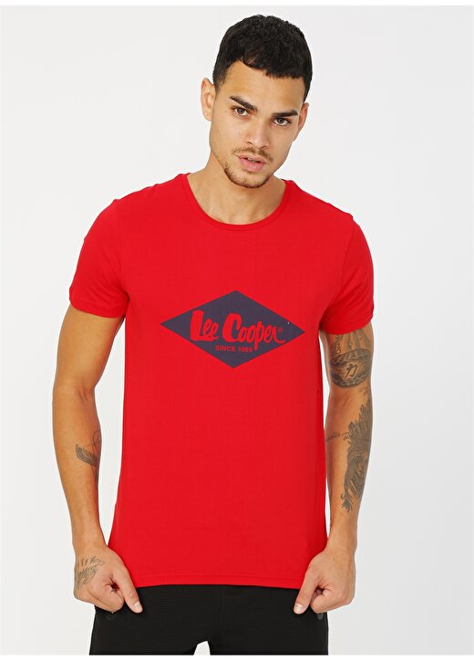 Lee Cooper 242008 Bisiklet Yaka Kırmızı Erkek T-Shirt 1