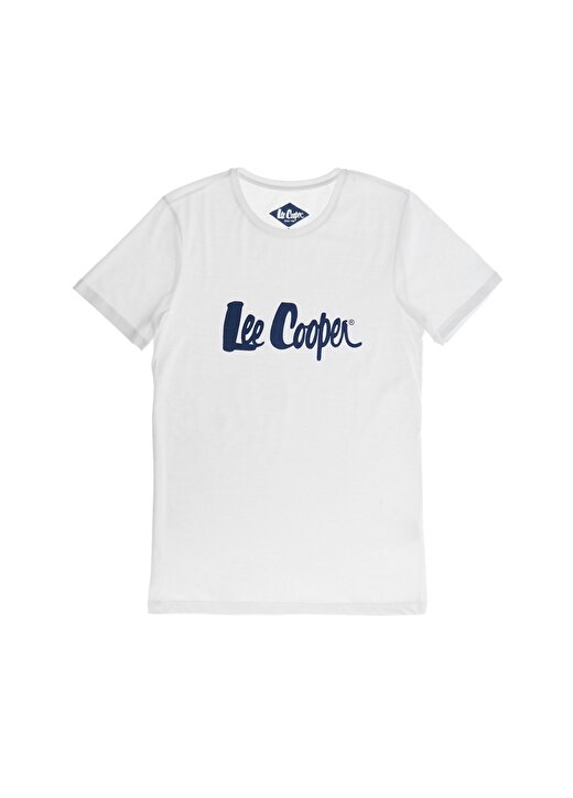 Lee Cooper Yuvarlak Yaka %100 Pamuklu Baskılı Beyaz Erkek T-Shirt 1