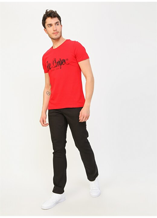 Lee Cooper Yuvarlak Yaka %100 Pamuklu Baskılı Kırmızı Erkek T-Shirt 2