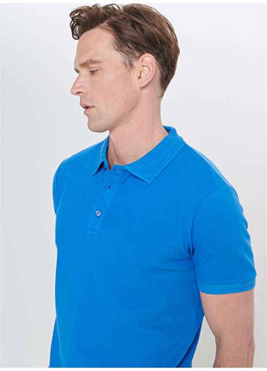 Altınyıldız Classics Düz Mavi Erkek T-Shirt 4A4820200001 4