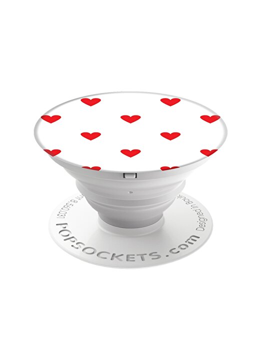 Popsocket Kalp Desenli Kırmızı Beyaz Yeni Nesil Telefon Tutucu 1