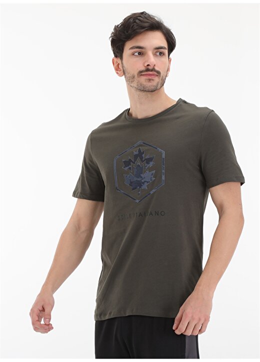 Lumberjack Bisiklet Yaka Baskılı Haki Erkek T-Shirt 0M M-1839 TWİGGY KK TSHIRT, 2