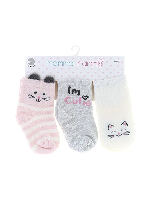 Mammaramma 10079 Çok Renkli Baskılı Kız Bebek Spor Çorap 1