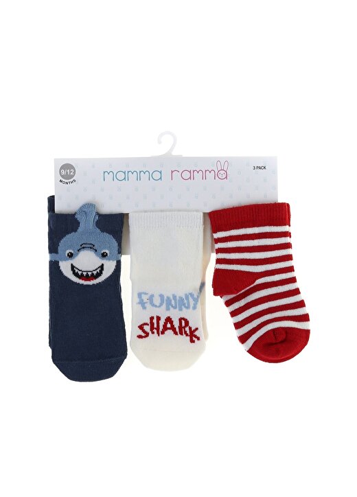 Mammaramma 2532 3''Lü Çok Renkli Baskılı Erkek Bebek Spor Çorap 1