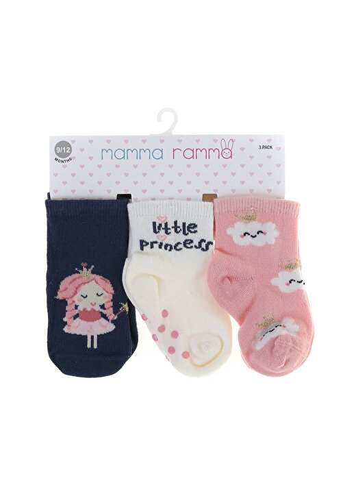 Mammaramma 10085 Çok Renkli Baskılı Kızbebek Spor Çorap 1