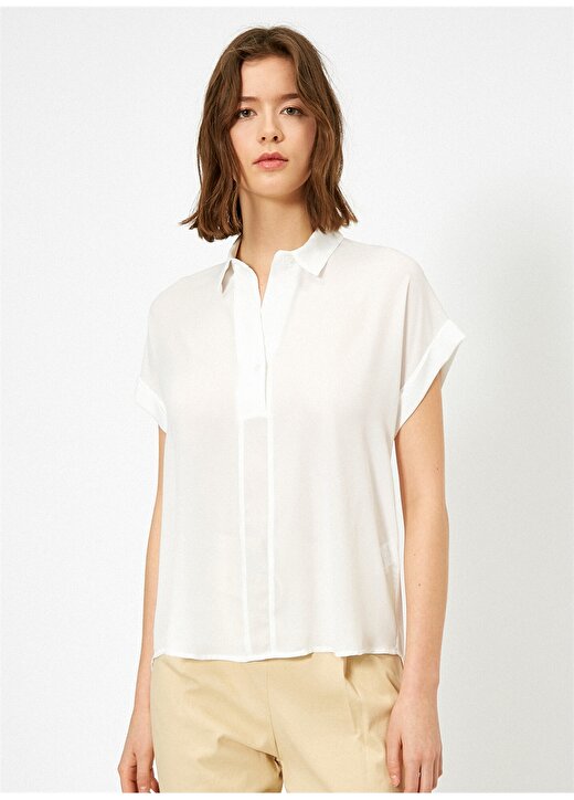 Koton Düğme Detaylı Gömlek Yaka Bluz 3