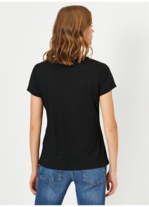 Koton Oyuk Yaka Siyah Basic T-Shirt 4