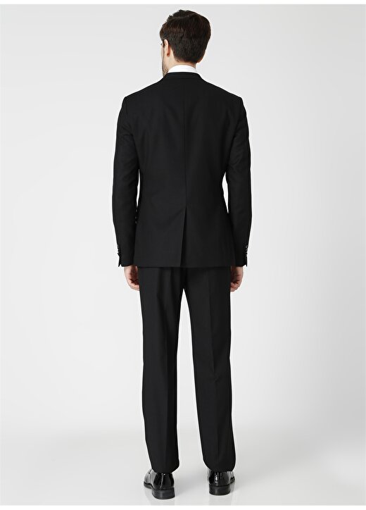 Fabrika Ceket Yaka Normal Bel Slim Fit Düz Siyah Erkek Takım Elbise - SIMON-KIMYA18/778 4